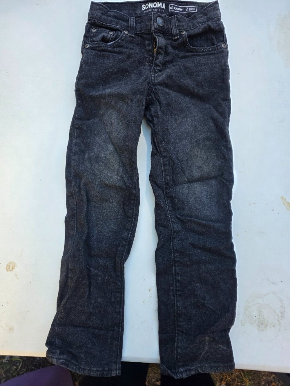 Sonoma Goods for Life Boys Straight Jeans Size 7 Regular Black Wash Denim